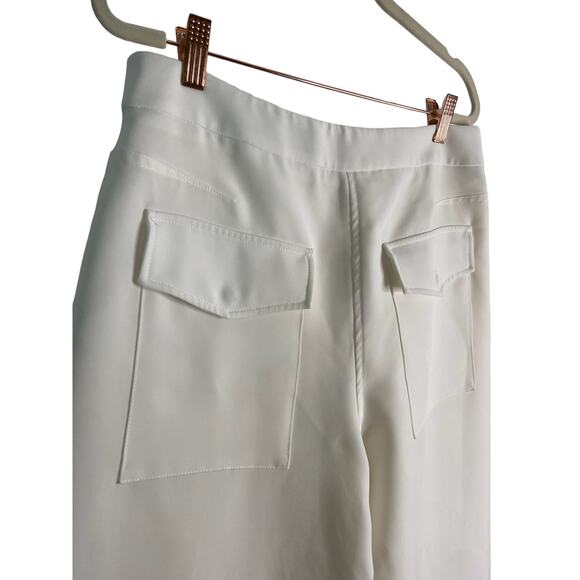 Rag & Bone Dress Pants Cropped Wide Leg High Rise Patch Pockets White Size 8 - Picture 6 of 10